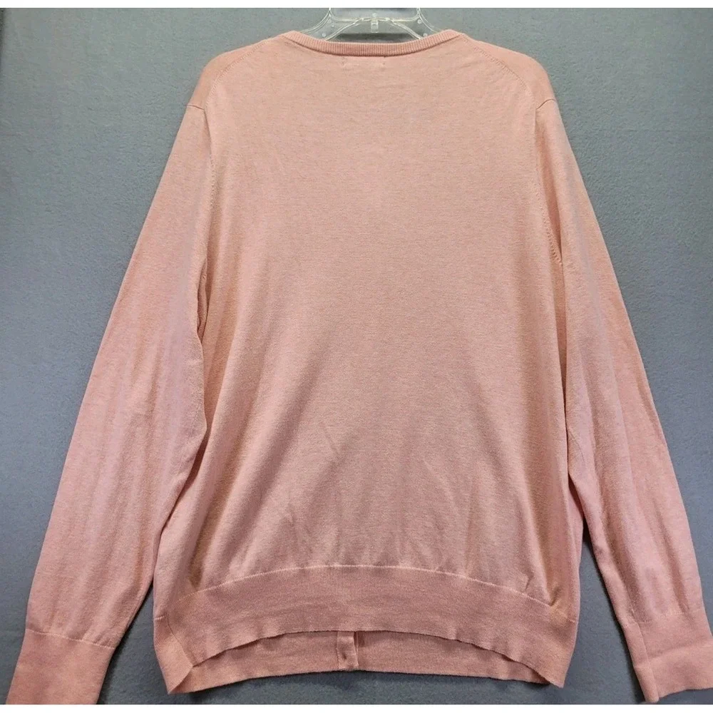 Lands End Cardigan Sweater Women's Size‎ XLT (18) Full Button Up Crew Neck Pink
